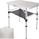 Adjustable Height Camping Table with Mesh Layer