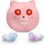 Cute Kittycat Cartoon Design in-Ear TWS Wireless Earset with Dual Micphone