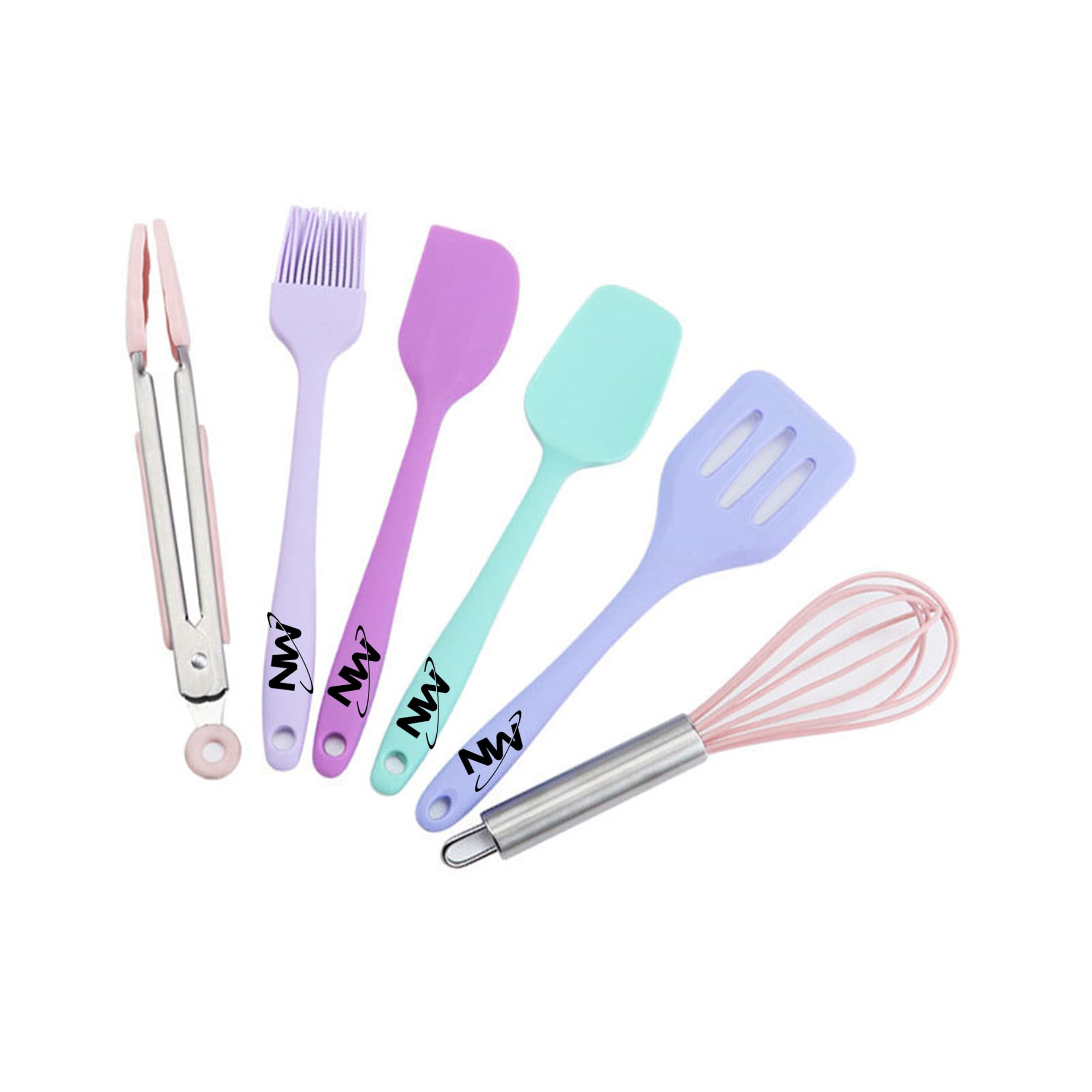 A six-piece baking tool set featuring pastel purple, pink, and turquoise utensils, including a whisk and spatula. Baking Six-piece Tool - Image 1