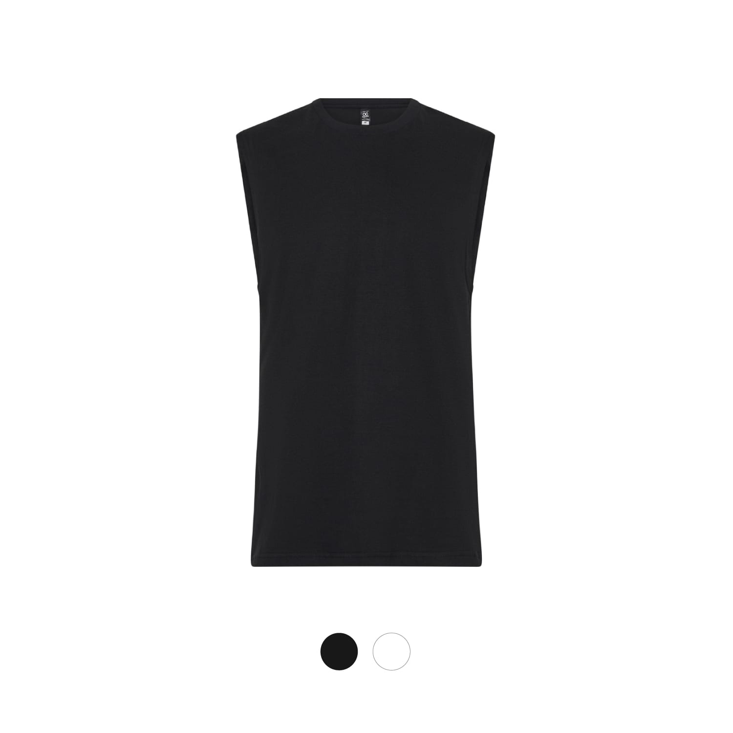 A black men's tank top with a sleeveless design, featuring a logo detail. Available in black and white. Men's Tank Top - Image 1