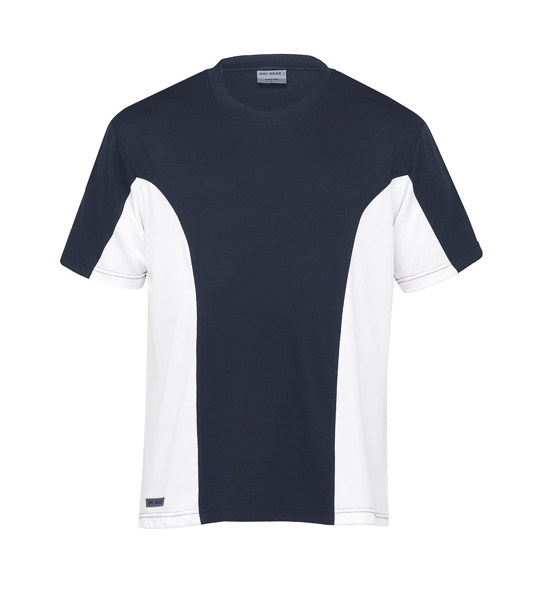A navy and white men's T-shirt featuring a logo and a sporty design. Dri Gear Active Viper Tee - Mens - Image 1