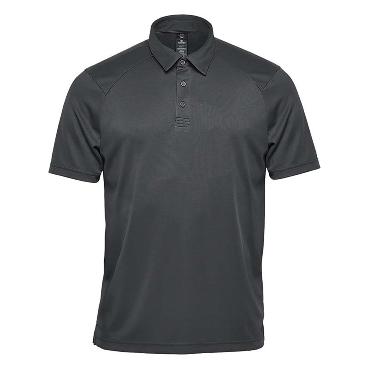 A dark grey men's polo shirt with a collar and a logo on the chest. Men's Milano Sports Polo - Image 1