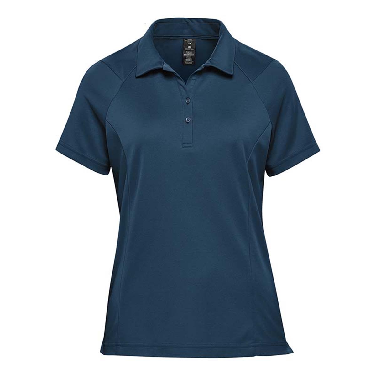 A women's polo shirt in dark blue, featuring a short collar and a logo on the chest. Women's Milano Sports Polo - Image 1
