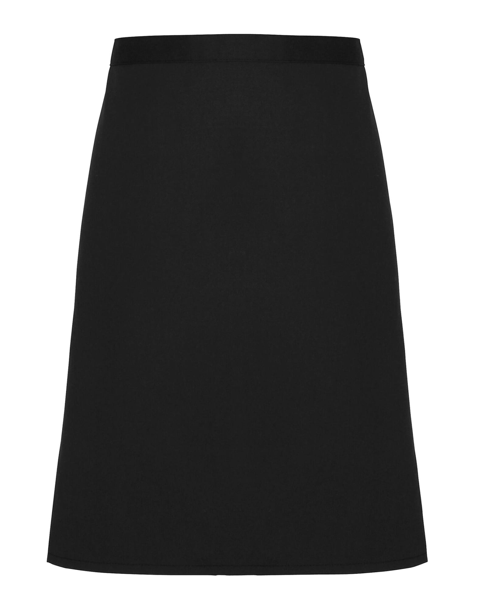 A black organic waist apron with a simple design and no visible logos. Suitable for various workwear applications. Organic Waist Apron - Image 1