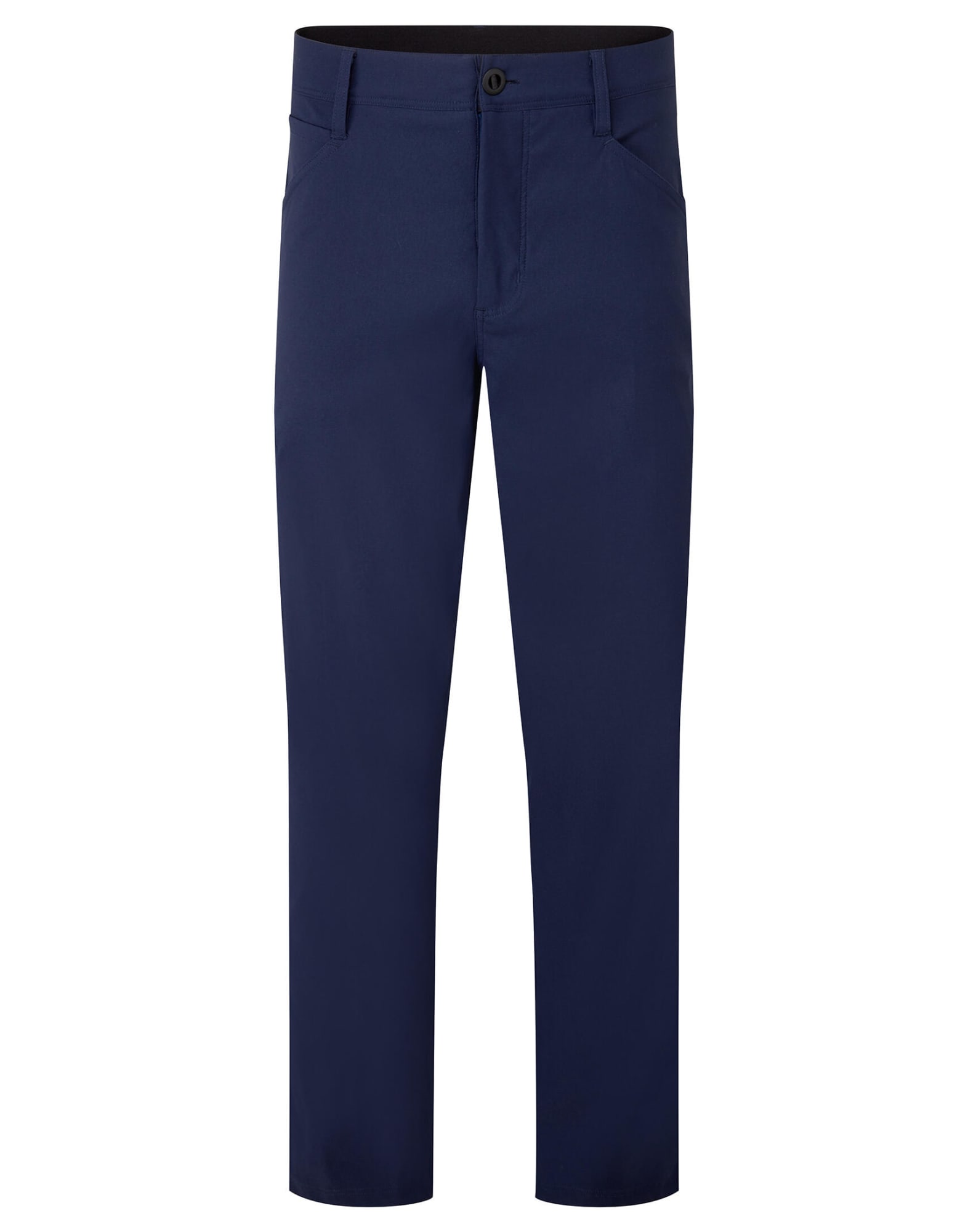 A pair of navy trousers with a button and zip fly, featuring a standard cut and a waistband. Stretchchecker Adapt Trouser - Image 1