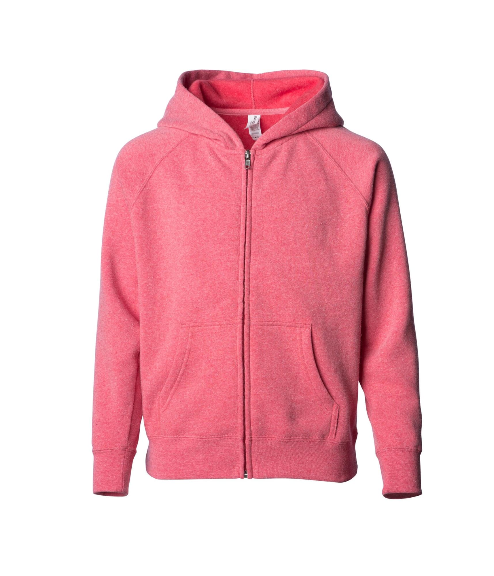 A pink zip hoodie for toddlers featuring a hood and front pockets, with a logo present on the garment. Toddler Special Blend Zip Hood - Image 1