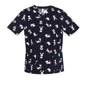 Womens Printed Best Friends Scrub Top