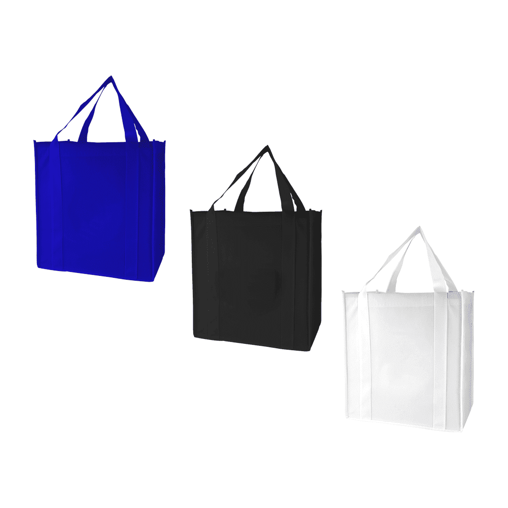 A blue, black, and white Zefa tote bag with dual handles and a simple design. Each bag features branding. Zefa Biodegradable Tote Bag - Image 1