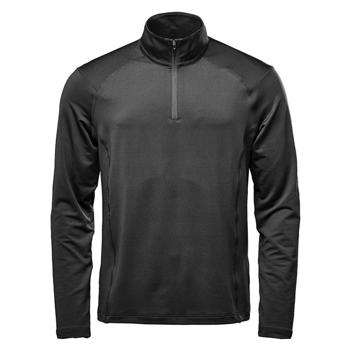 A black men's long sleeve shirt with a 1/4 zip collar and an unobtrusive logo. Men's Augusta 1/4 Zip Long Sleeve - Image 1