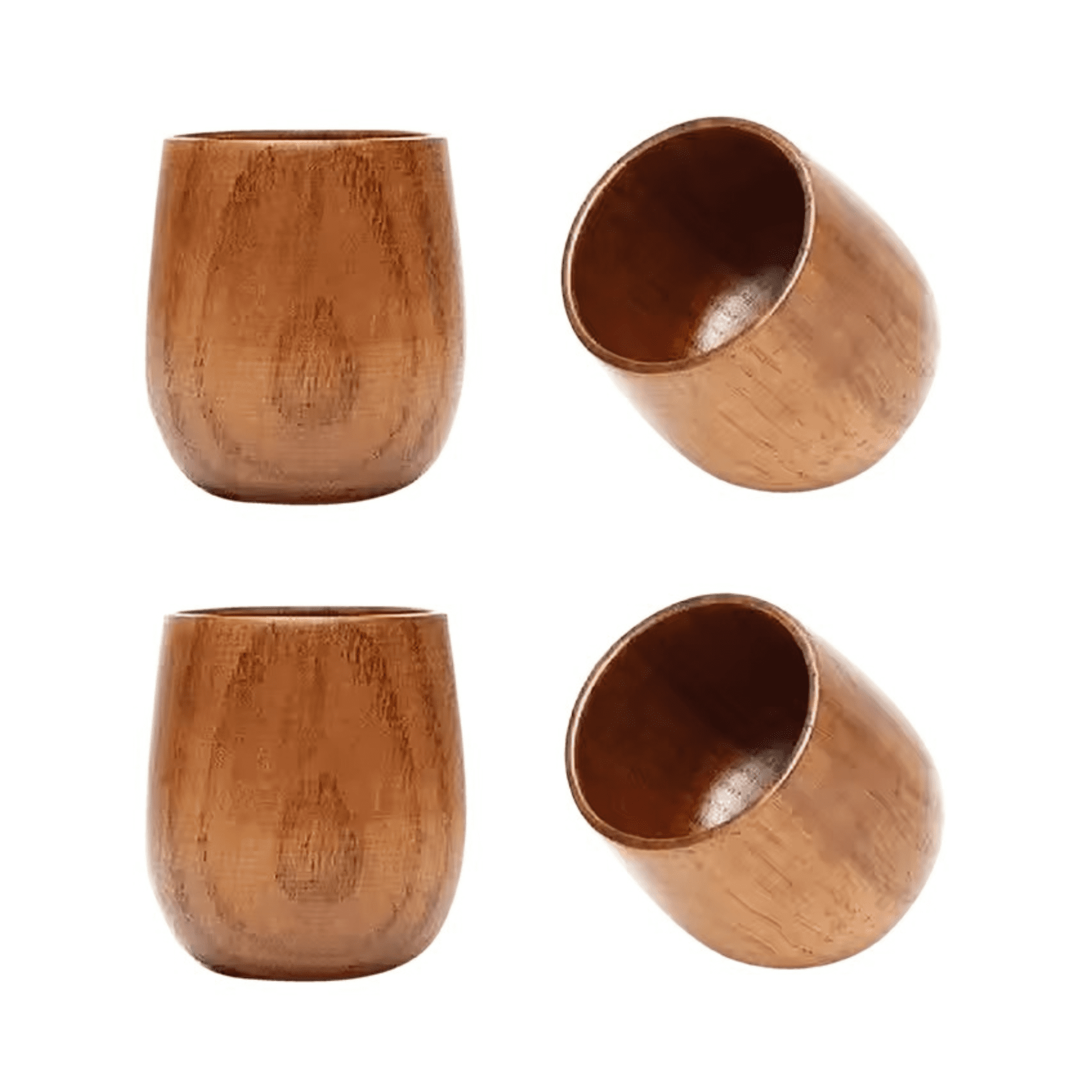A wooden cup in a warm brown hue, featuring a smooth finish and a rounded shape, with a branding logo. Gulama Cup - Image 1
