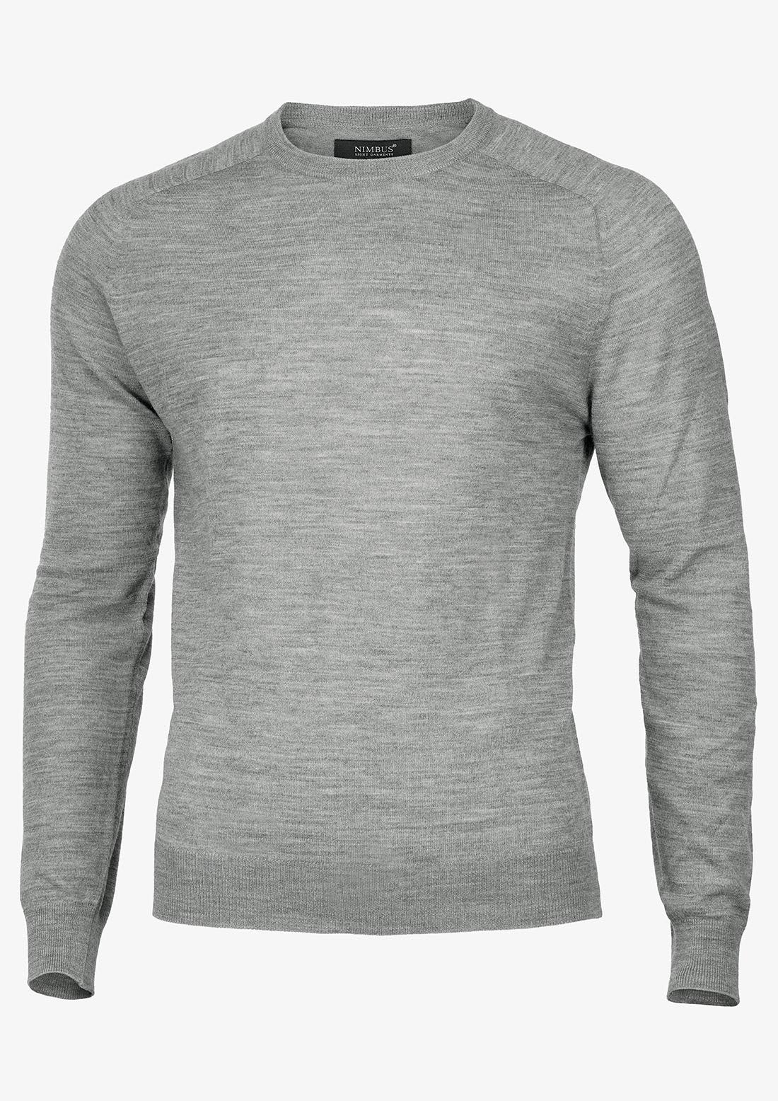 A grey knitted jumper with long sleeves and a round neckline, featuring a branded label. Richmond Men Knitwear - Image 1