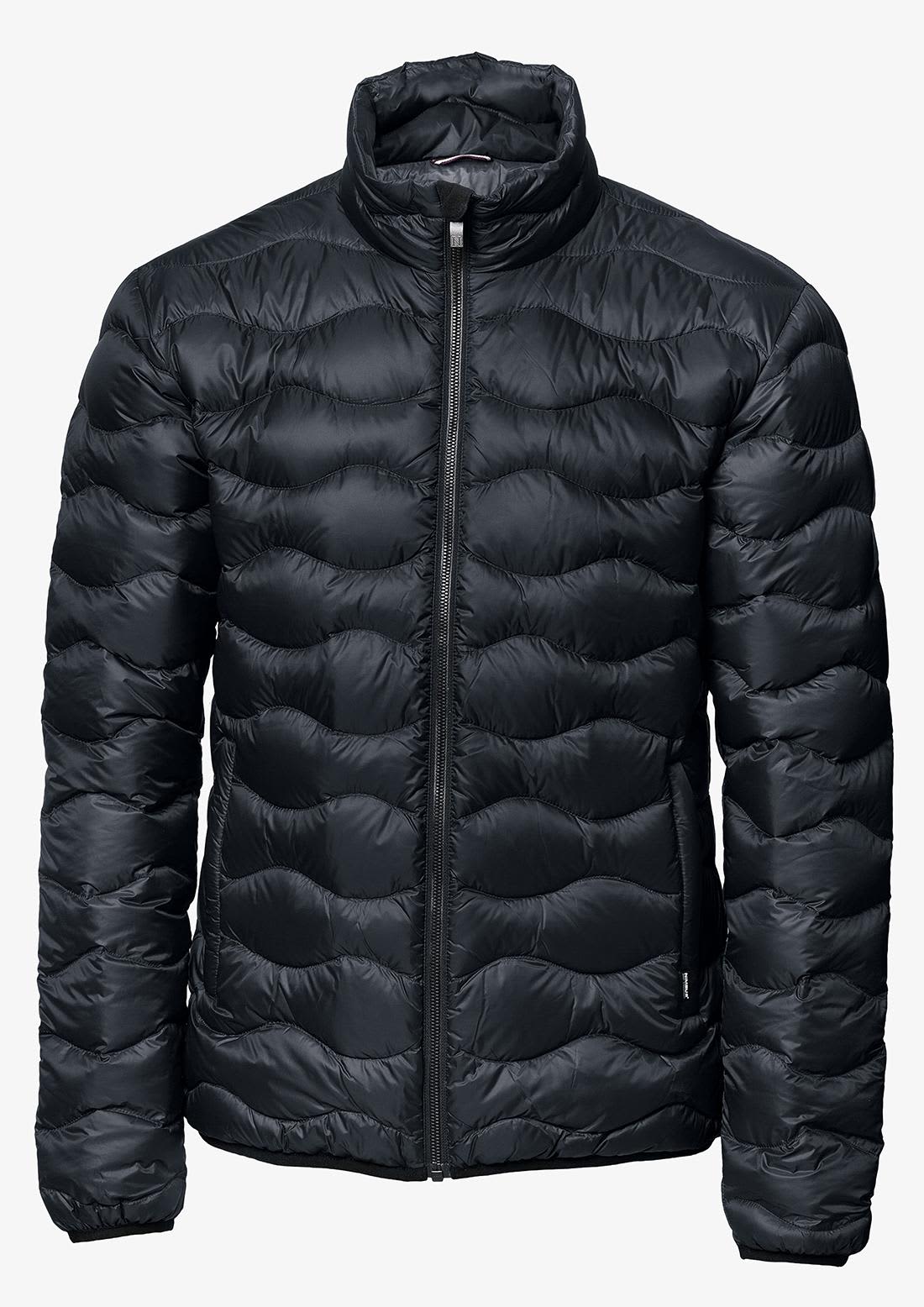A black puffer jacket with a zip front and high collar, featuring a textured quilted design. Sierra Men Jacket - Image 1