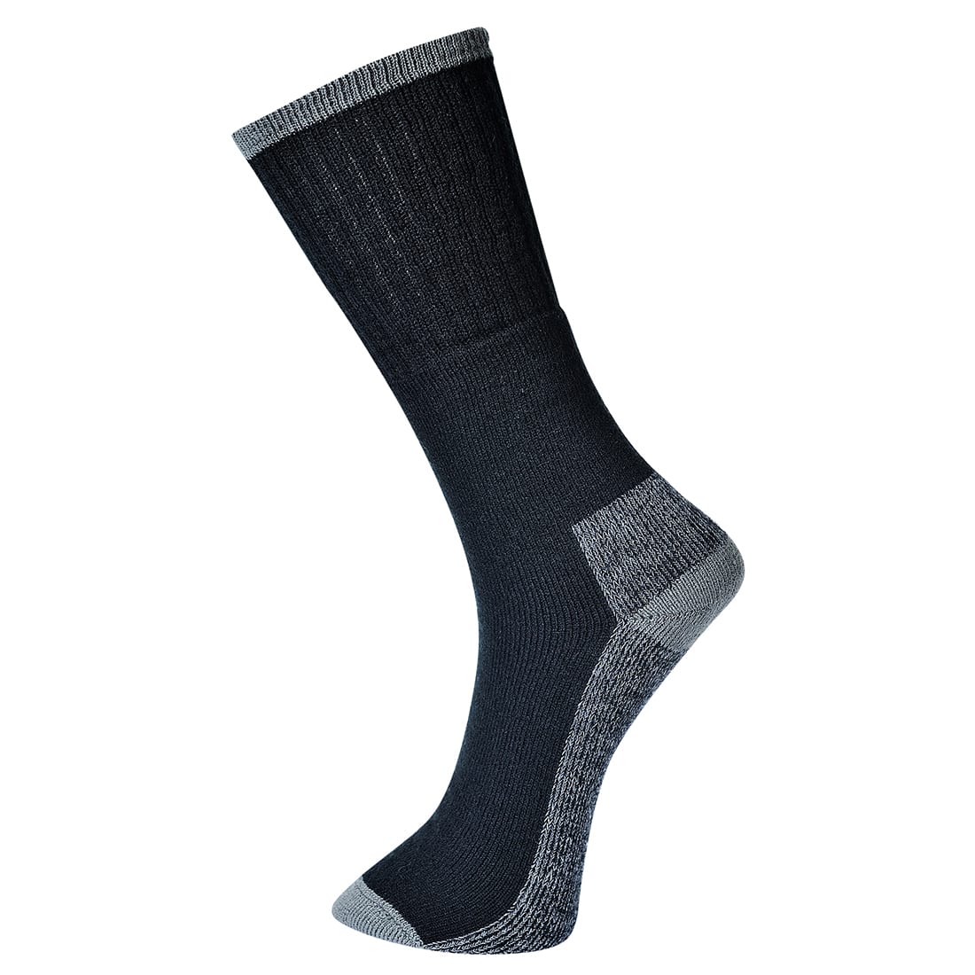 A black work sock with grey accents, featuring a ribbed design and reinforced heel. Comes in a triple pack. Work Sock (3 Pack) - Image 1