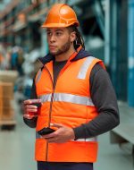 Unisex Hi Vis Hooded Puffer Vest
