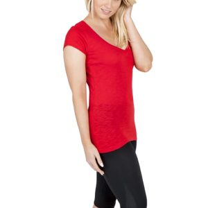 Women's Raw Cotton Wave V Neck Tshirt