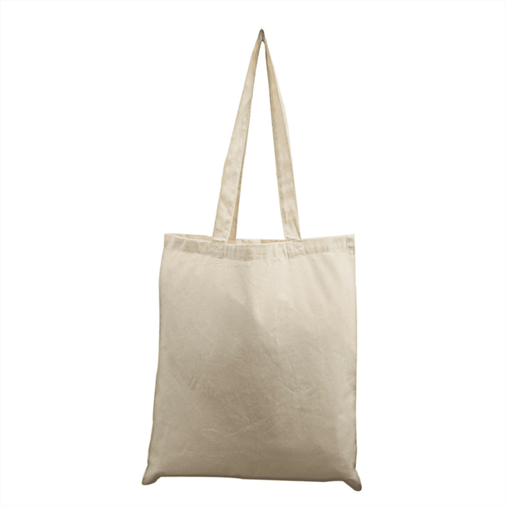 A beige tote bag with long handles, featuring a simple, unembellished design. Missouri cotton calico bag - Image 1