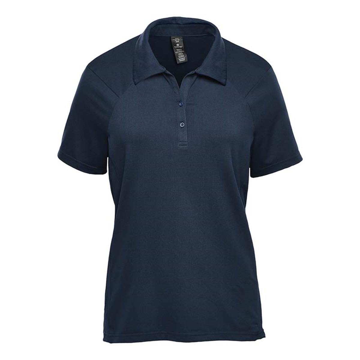 A navy women's polo shirt with short sleeves and a collar. Features a logo on the front. Women's Camino Performance Short Sleeve Polo - Image 1