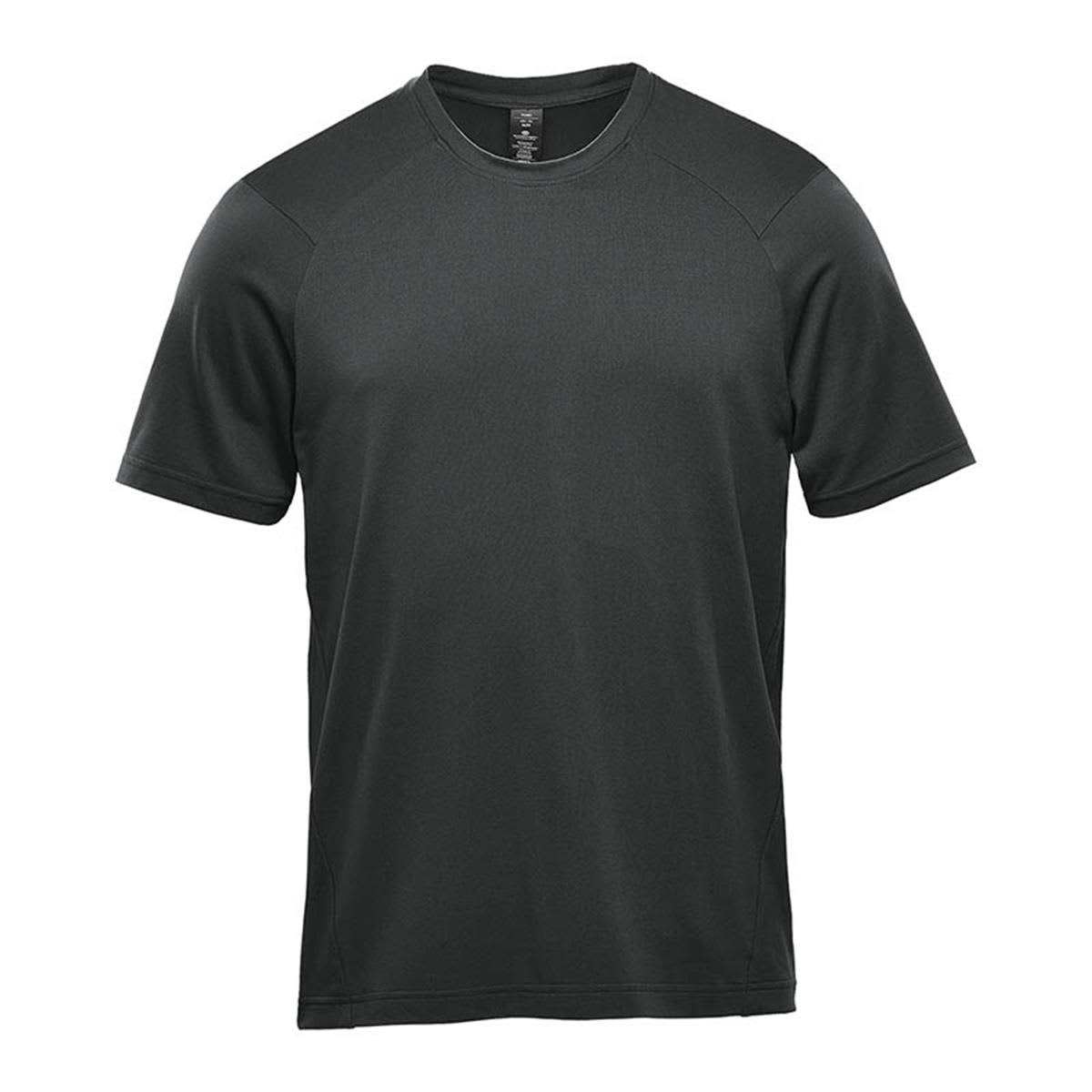 A dark green short sleeve performance tee with a logo on the front and contrasting shoulder panels. Men's Tundra Performance Short Sleeve Tee - Image 1