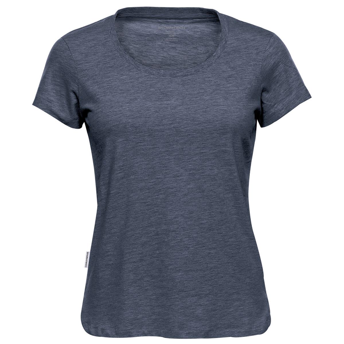 A women's crew neck tee in a dark navy colour, featuring short sleeves and a relaxed fit. The shirt has a brand logo. Women's Torcello Crew Neck Tee - Image 1