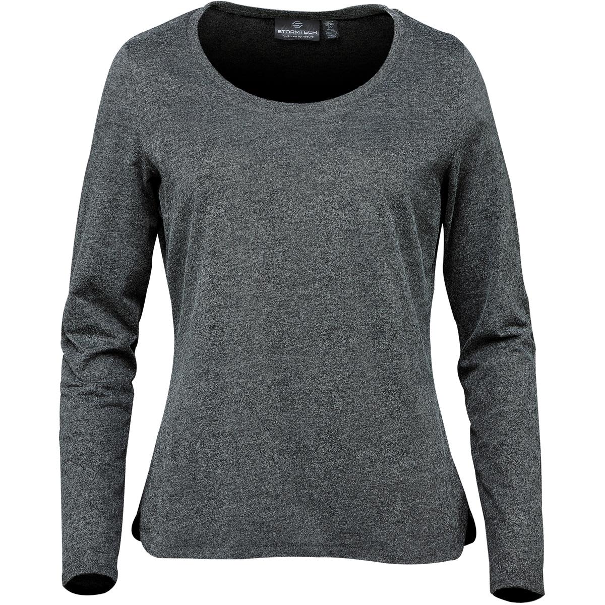 A long-sleeve women's T-shirt in a dark grey colour with a rounded neckline and a subtle logo. Women's Torcello L/S Tee - Image 1