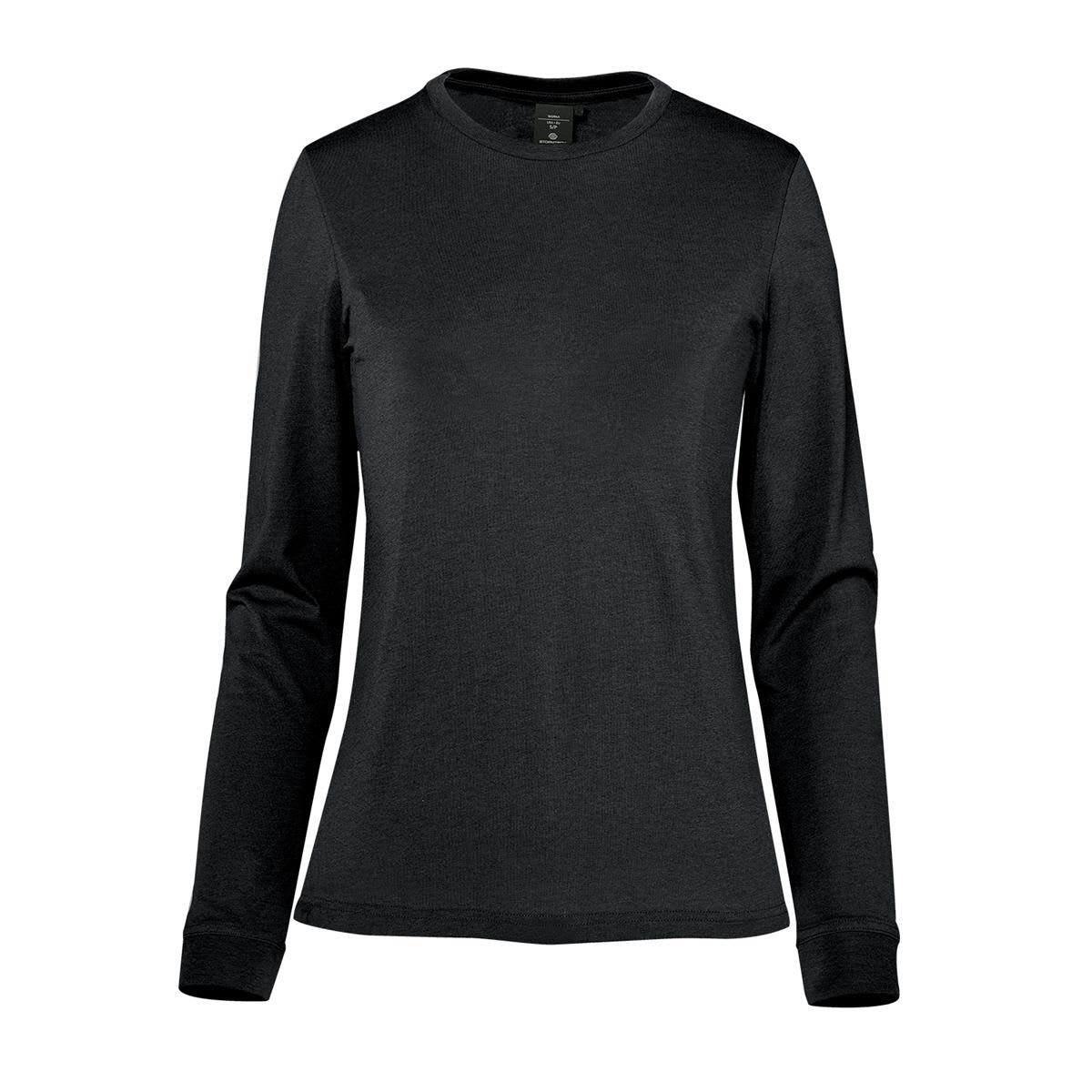 A black long-sleeve women's t-shirt with a fitted design and a logo. Women's Settebello L/S Tee - Image 1