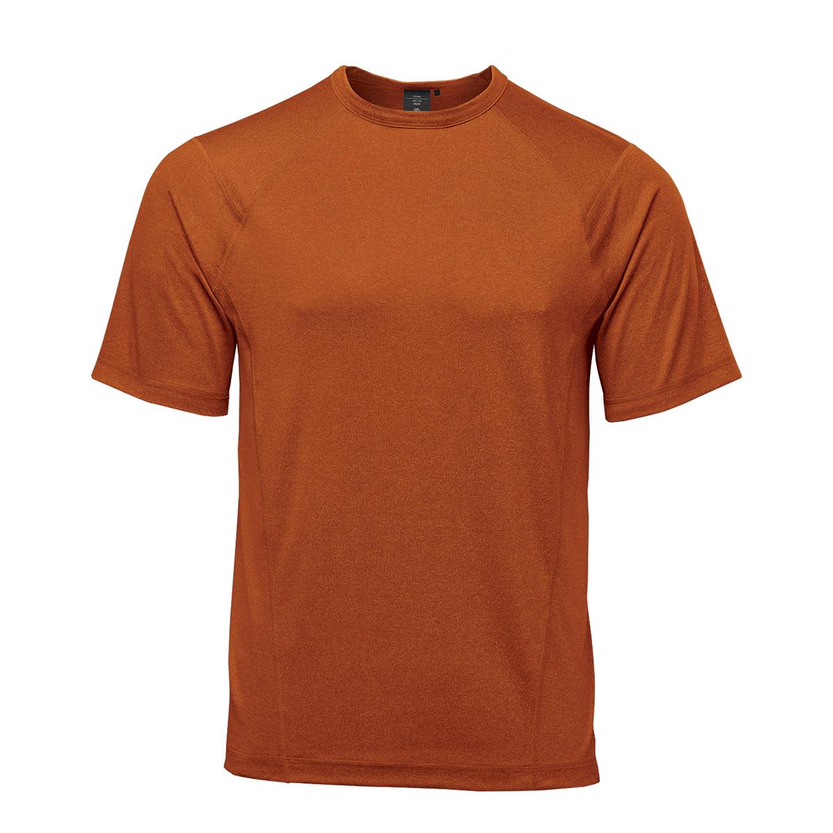 A rust-coloured men's T-shirt with a regular fit and short sleeves, featuring a logo. Men's Volante H2X-Dry Tee - Image 1