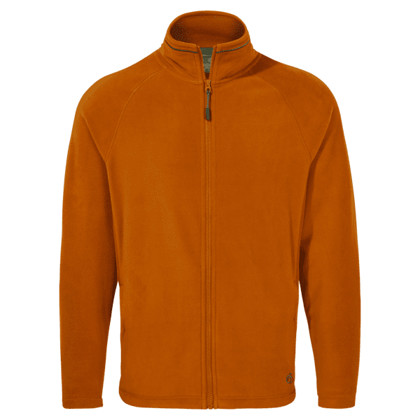 An orange fleece jacket, featuring a zip front and a collar, with a small logo at the bottom. Corey 200 Fleece Jacket - Image 1
