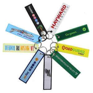 Fabric Woven Keychain With Custom Logo Embroidery