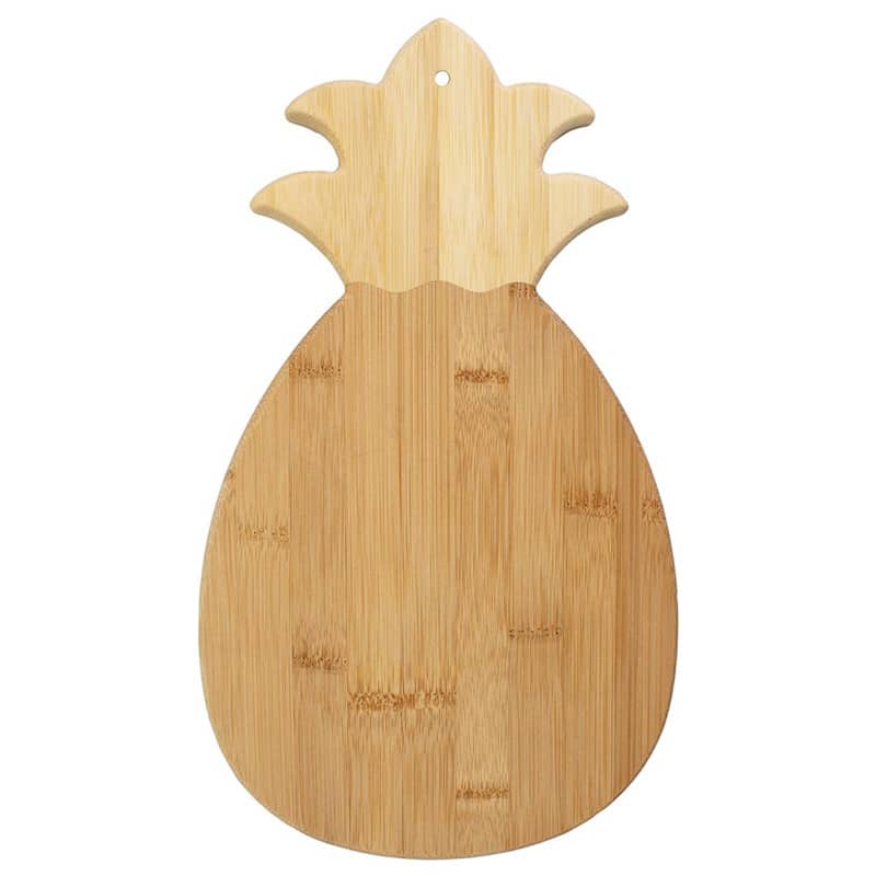A pineapple-shaped bamboo chopping board in natural wood tones with a hanging hole at the top. Pineapple Bamboo Board - Image 1