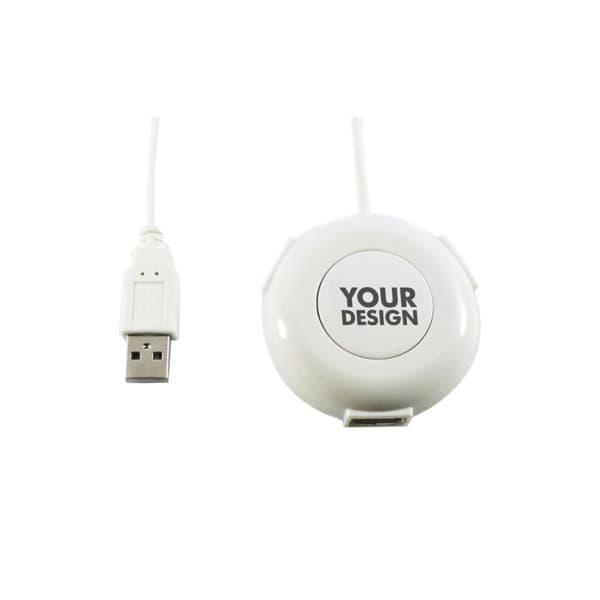 A white custom USB webkey button with a USB connector for personalised designs. Custom USB Webkey Button - Image 1