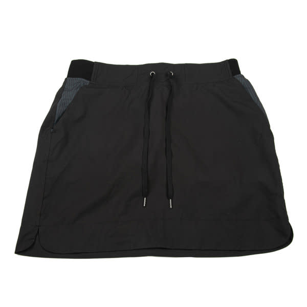 A black water repellent sport skirt with pockets and drawstring, featuring a sleek design and subtle branding. Water Repellent Sport Skirt - Image 1