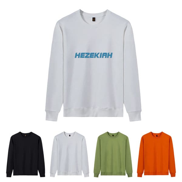 A cotton crewneck sweatshirt in white, with additional options in black, green, and orange. It features a logo. Cotton Crewneck Sweatshirt - Image 1