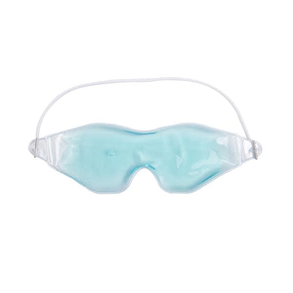 A cooling gel eye mask in transparent material with a light blue gel interior and an elastic strap. Cooling Gel Eye Mask - Image 1