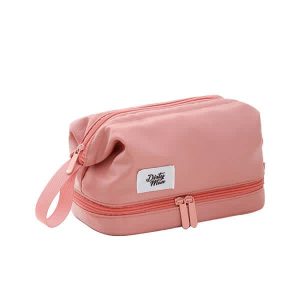 Double Layer Cosmetic Bag With Brush Compartment