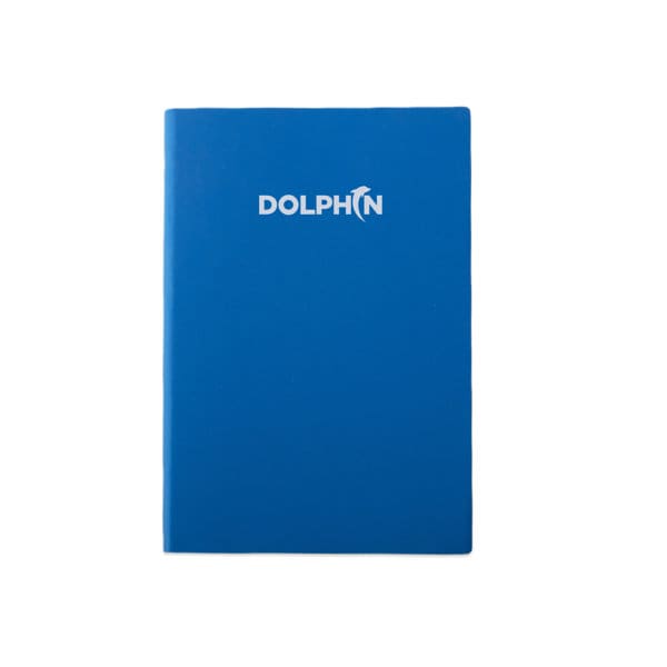 A5 soft cover PU leather notebook in bright blue with a brand logo on the front. A5 Soft Cover PU Leather Notebook - Image 1