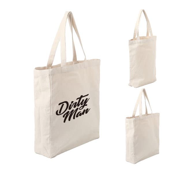 A cream canvas tote bag with two handles and a logo printed on one side. Custom Promotional Canvas Bag - Image 1