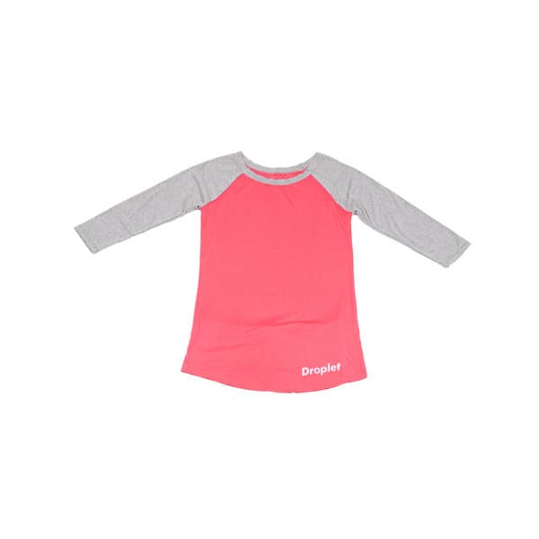 A pink and grey cotton long sleeve lounge sleep shirt with a logo. Suitable for casual wear or lounging. Cotton Long Sleeve Lounge Sleep Shirt - Image 1