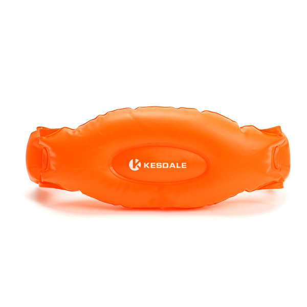 An orange inflatable swimming belt with a central logo, designed for leisure and outdoor activities. Custom Inflatable Swimming Belt - Image 1