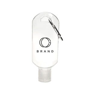 2 oz. Clear Hand Sanitizer Gel Bottle With Carabine