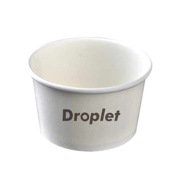 A white paper ice cream bowl with a logo, featuring a customizable design and a 350ml capacity. 350ml Customizable Paper Ice Cream Bowl - Image 1