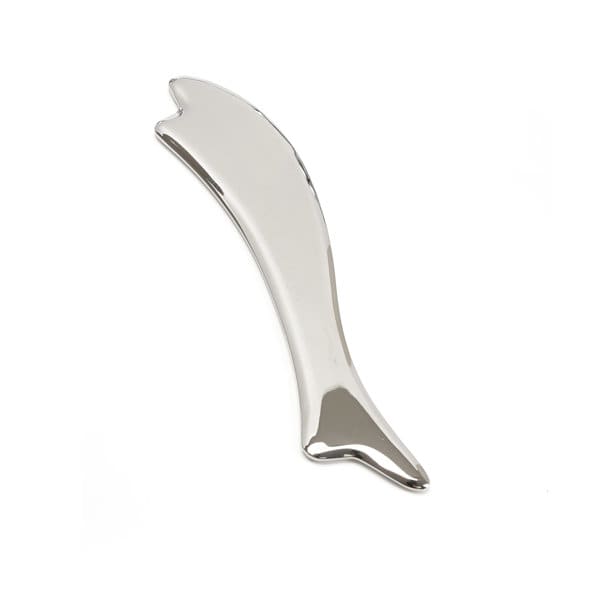 A fish-shaped metal Gua Sha massage tool with a shiny silver finish, ideal for health and personal care. Fish Shape Metal Gua Sha Massage - Image 1