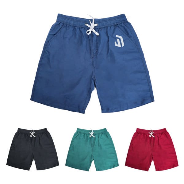 Men's quick dry beach shorts in blue, with additional colours in black, teal, and red. Features a logo on the front. Men's Quick Dry Beach Shorts - Image 1