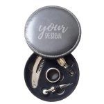 4 Pieces Wine Opener Set In Round Leather Case