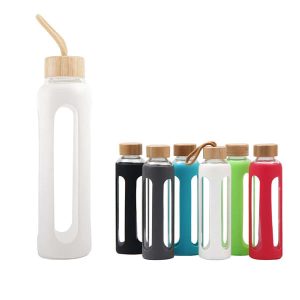 18 oz. Reusable Glass Bottle With Silicone Sleeve