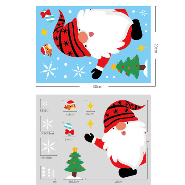 A set of colourful Christmas window stickers featuring a cheerful Santa, a tree, and festive decorations. Contains multiple sizes. Christmas Window Stickers - Image 1