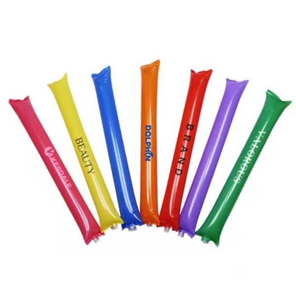 A set of seven inflatable cheering sticks in bright colours including yellow, red, blue, orange, and purple. 2 Pcs Inflatable Cheering Sticks - Image 1