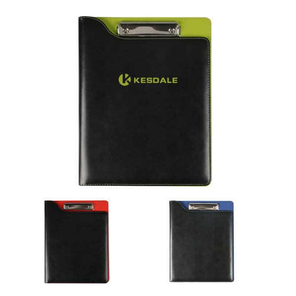 A4 multipurpose file folder in black with a green clip, featuring red and blue variants. Includes a logo. A4 Multipurpose File Folder - Image 1