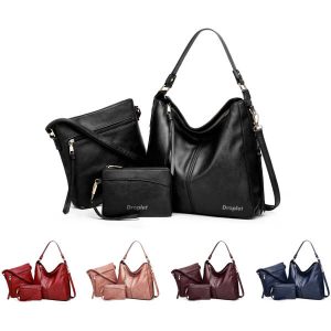3 Piece PU Leather Tote Bag Set