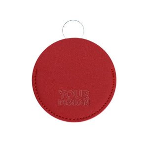 Pocket Round Cosmetic Mirror With PU Leather