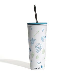 24 oz. Stainless Steel Coffee Cup With Straw